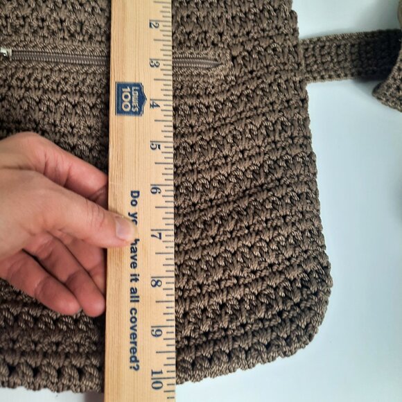 The Sak Crochet Shoulder Bag Brown Woven Purse Crossbody Tote Boho Style EUC 10" - Picture 5 of 7